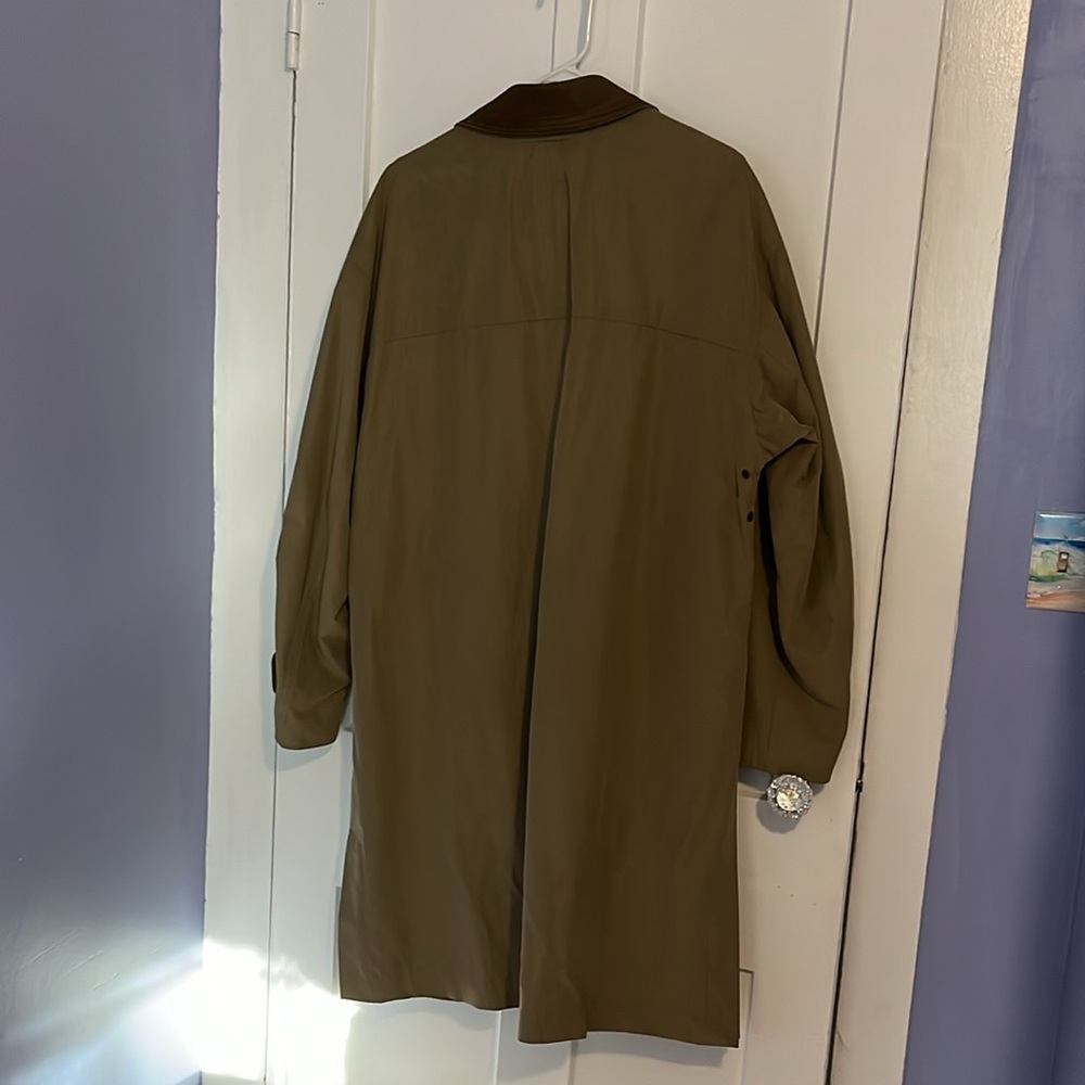 NWT vintage Barney’s NY men’s dark tan trench cost with brown collar - Picture 10 of 15